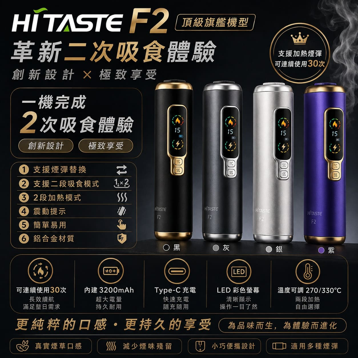 二回機 HiTaste K3(最新)/HiTaste F2/Fasoul C2/ifumo i1/SIXHILL S1 圖片4 IQOS菸彈 日T 哈T 亞T 韓T TEREA HEETS 主機